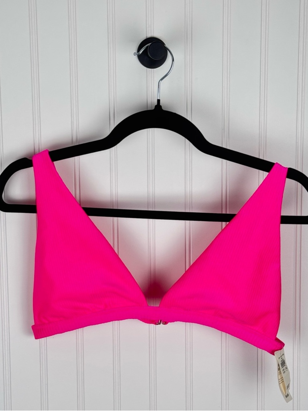 Aerie Neon Pink Ribbed Triangle Bikini Top NWT Size Medium